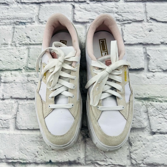 Puma Mayze Stack Sneaker Size 9.5 Cream Beige Platform Chunky Low Top Casual - Picture 5 of 13